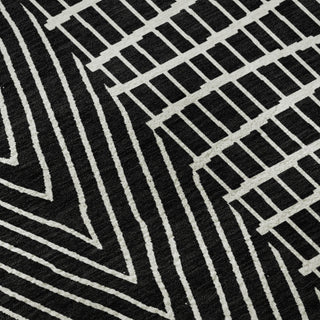 Piper Looms Mayfield Geometric AMF990 Black Machine Washable Area Rug Swatch Image