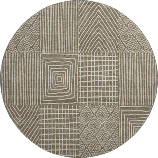 Piper Looms Mayfield Geometric AMF990 Brown Machine Washable Area Rug Round Main Image