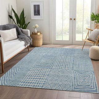 Piper Looms Mayfield Geometric AMF990 Denim Machine Washable Area Rug Lifestyle Image Feature