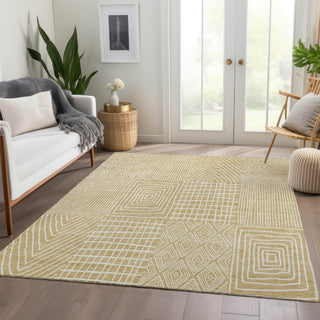 Piper Looms Mayfield Geometric AMF990 Gold Machine Washable Area Rug Lifestyle Image Feature