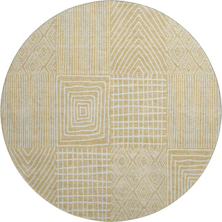 Piper Looms Mayfield Geometric AMF990 Gold Machine Washable Area Rug Round Main Image