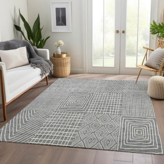 Piper Looms Mayfield Geometric AMF990 Gray Machine Washable Area Rug Lifestyle Image Feature