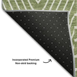 Piper Looms Mayfield Geometric AMF990 Green Machine Washable Area Rug Backing Image