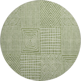 Piper Looms Mayfield Geometric AMF990 Green Machine Washable Area Rug Round Main Image
