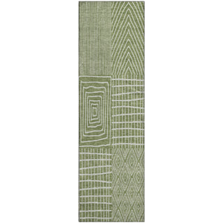 Piper Looms Mayfield Geometric AMF990 Green Machine Washable Area Rug Runner Main Image