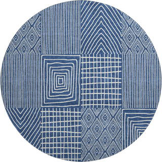 Piper Looms Mayfield Geometric AMF990 Navy Machine Washable Area Rug Round Main Image