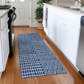 Piper Looms Mayfield Geometric AMF990 Navy Machine Washable Area Rug Runner Lifestyle Image Feature