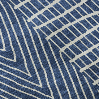 Piper Looms Mayfield Geometric AMF990 Navy Machine Washable Area Rug Swatch Image