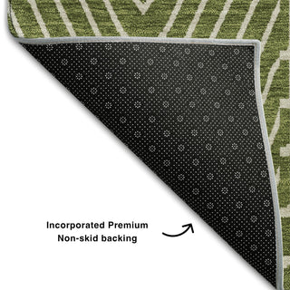 Piper Looms Mayfield Geometric AMF990 Olive Machine Washable Area Rug Backing Image