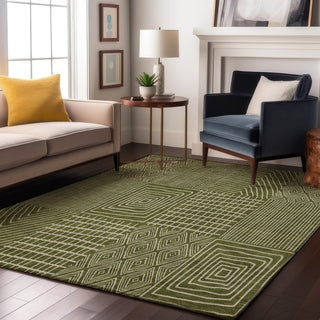 Piper Looms Mayfield Geometric AMF990 Olive Machine Washable Area Rug Lifestyle Image Feature