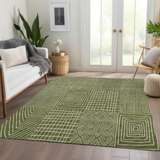Piper Looms Mayfield Geometric AMF990 Olive Machine Washable Area Rug Lifestyle Image Feature