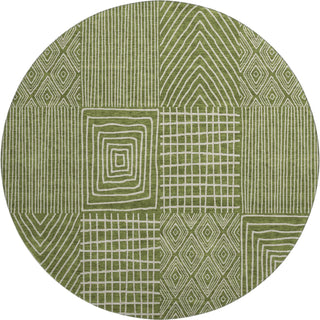 Piper Looms Mayfield Geometric AMF990 Olive Machine Washable Area Rug Round Main Image