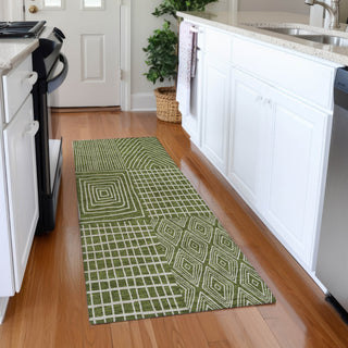 Piper Looms Mayfield Geometric AMF990 Olive Machine Washable Area Rug Runner Lifestyle Image Feature