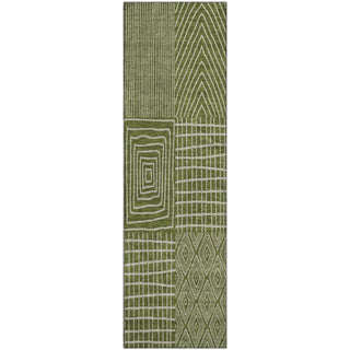Piper Looms Mayfield Geometric AMF990 Olive Machine Washable Area Rug Runner Main Image