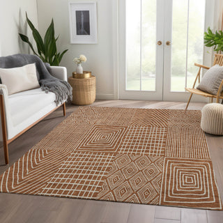 Piper Looms Mayfield Geometric AMF990 Paprika Machine Washable Area Rug Lifestyle Image Feature