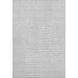 Piper Looms Mayfield Geometric AMF990 Silver Machine Washable Area Rug main image