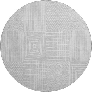 Piper Looms Mayfield Geometric AMF990 Silver Machine Washable Area Rug Round Main Image