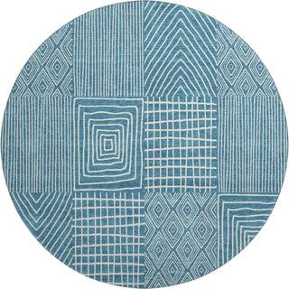Piper Looms Mayfield Geometric AMF990 Teal Machine Washable Area Rug Round Main Image