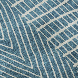Piper Looms Mayfield Geometric AMF990 Teal Machine Washable Area Rug Swatch Image