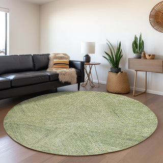 Piper Looms Mayfield Lines AMF991 Aloe Machine Washable Area Rug Round Lifestyle Image Feature
