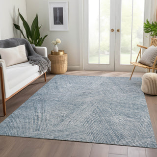 Piper Looms Mayfield Lines AMF991 Denim Machine Washable Area Rug Lifestyle Image Feature