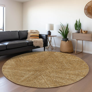 Piper Looms Mayfield Lines AMF991 Gold Machine Washable Area Rug Round Lifestyle Image Feature