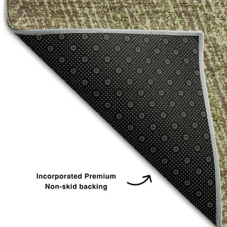 Piper Looms Mayfield Lines AMF991 Green Machine Washable Area Rug Backing Image