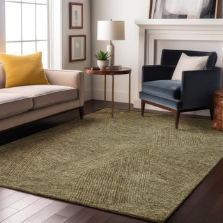 Piper Looms Mayfield Lines AMF991 Green Machine Washable Area Rug Lifestyle Image Feature