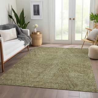 Piper Looms Mayfield Lines AMF991 Green Machine Washable Area Rug Lifestyle Image Feature