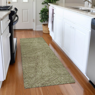 Piper Looms Mayfield Lines AMF991 Green Machine Washable Area Rug Runner Lifestyle Image Feature