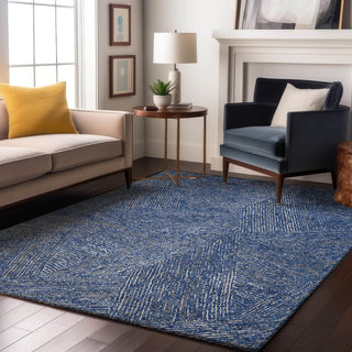 Piper Looms Mayfield Lines AMF991 Navy Machine Washable Area Rug Lifestyle Image Feature