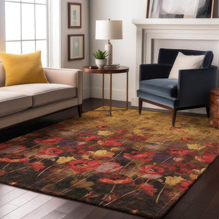 Piper Looms Mayfield Floral AMF992 Gold Machine Washable Area Rug Lifestyle Image Feature