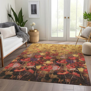Piper Looms Mayfield Floral AMF992 Gold Machine Washable Area Rug Lifestyle Image Feature