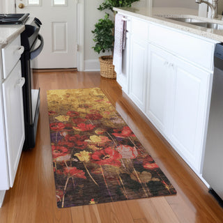 Piper Looms Mayfield Floral AMF992 Gold Machine Washable Area Rug Runner Lifestyle Image Feature