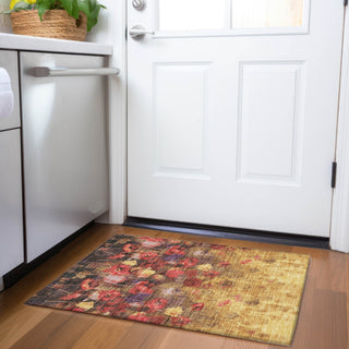 Piper Looms Mayfield Floral AMF992 Gold Machine Washable Area Rug Scatter Lifestyle Image Feature