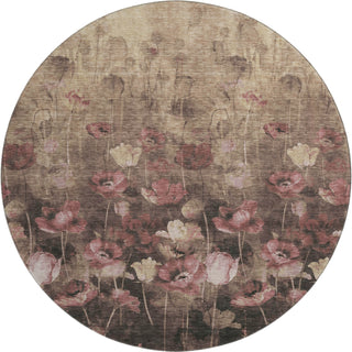 Piper Looms Mayfield Floral AMF992 Taupe Machine Washable Area Rug Round Main Image