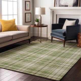 Piper Looms Mayfield Plaid AMF993 Aloe Machine Washable Area Rug Lifestyle Image Feature