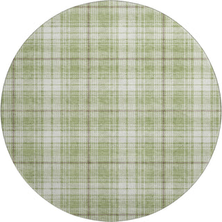 Piper Looms Mayfield Plaid AMF993 Aloe Machine Washable Area Rug Round Main Image