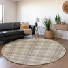Piper Looms Mayfield Plaid AMF993 Beige Machine Washable Area Rug Round Lifestyle Image Feature