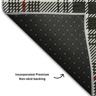 Piper Looms Mayfield Plaid AMF993 Black Machine Washable Area Rug Backing Image