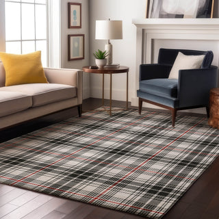 Piper Looms Mayfield Plaid AMF993 Black Machine Washable Area Rug Lifestyle Image Feature