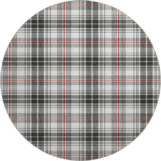 Piper Looms Mayfield Plaid AMF993 Black Machine Washable Area Rug Round Main Image