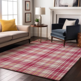 Piper Looms Mayfield Plaid AMF993 Blush Machine Washable Area Rug Lifestyle Image Feature