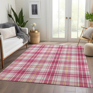 Piper Looms Mayfield Plaid AMF993 Blush Machine Washable Area Rug Lifestyle Image Feature