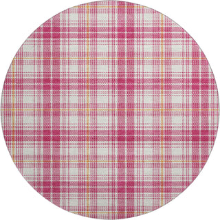 Piper Looms Mayfield Plaid AMF993 Blush Machine Washable Area Rug Round Main Image