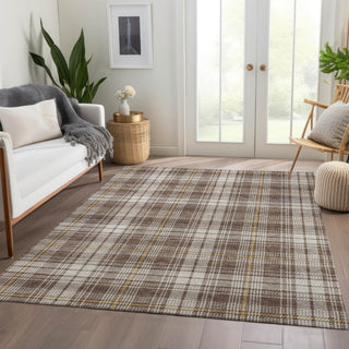 Piper Looms Mayfield Plaid AMF993 Brown Machine Washable Area Rug Lifestyle Image Feature