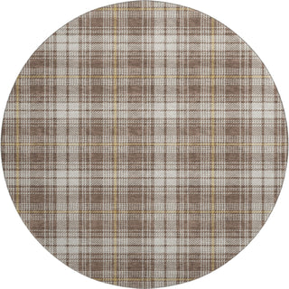 Piper Looms Mayfield Plaid AMF993 Brown Machine Washable Area Rug Round Main Image