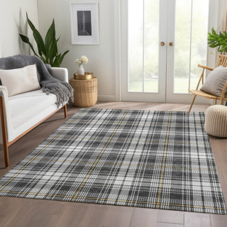 Piper Looms Mayfield Plaid AMF993 Charcoal Machine Washable Area Rug Lifestyle Image Feature