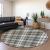Piper Looms Mayfield Plaid AMF993 Charcoal Machine Washable Area Rug Round Lifestyle Image Feature