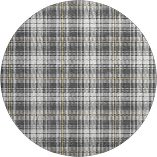 Piper Looms Mayfield Plaid AMF993 Charcoal Machine Washable Area Rug Round Main Image